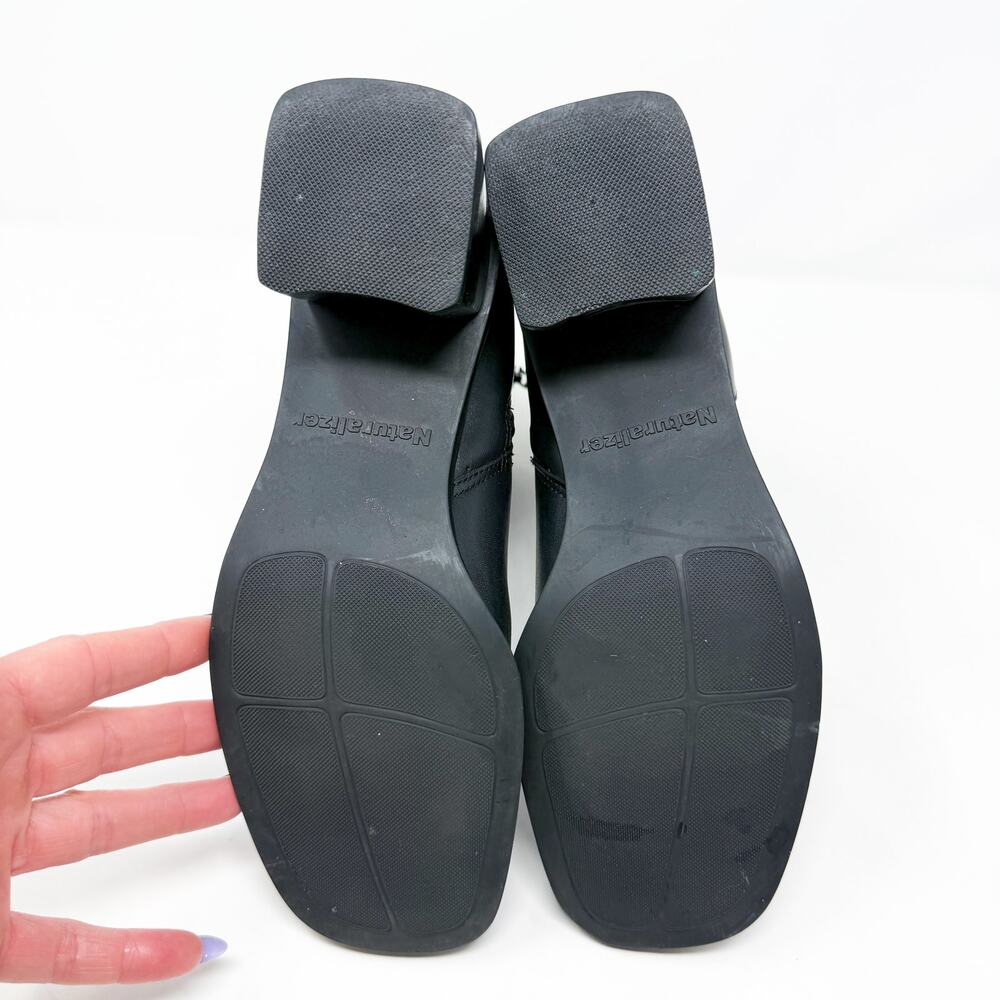 Vintage Y2K Naturalizer Black Leather Square Toe Booties Size 7 Made in Brazil - Picture 5 of 8
